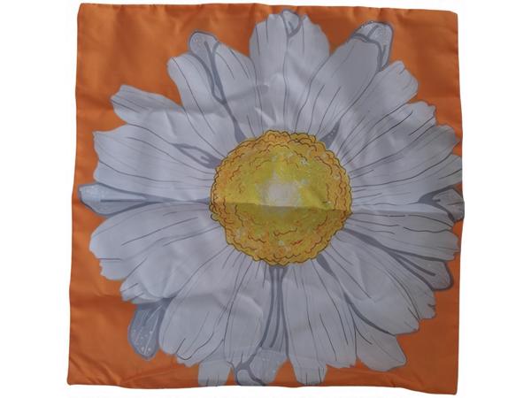 Set van 4 kussenhoezen bloem en tekst wit oranje geel 40x40c