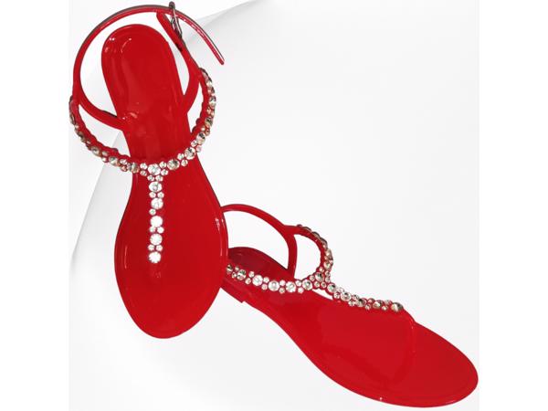 Teenslippers rood met strass steentjes 38