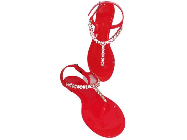 Teenslippers rood met strass steentjes 38