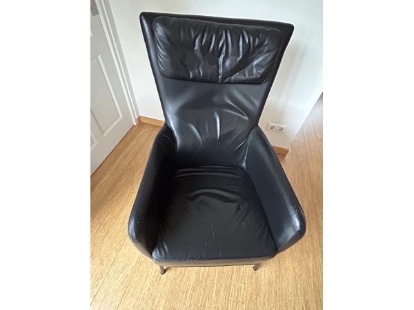 Zwart, leren fauteuil
