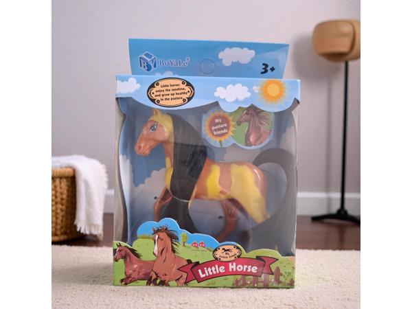 Little horse speelpaard camel bruin gevlekt zwart haar