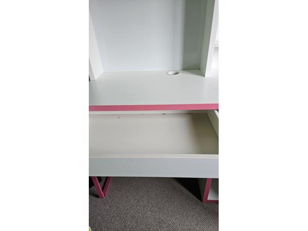 Kinderbureau wit met roze