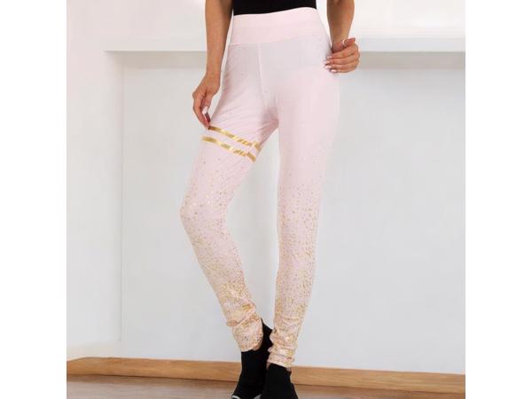 Holala stretchy legging lichtroze goud glitter S/M 36/38