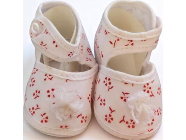 Junior Joy Babyschoenen Newborn Wit Met Rode Bloemetjes