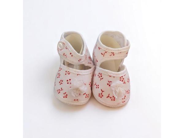 Junior Joy Babyschoenen Newborn Wit Met Rode Bloemetjes