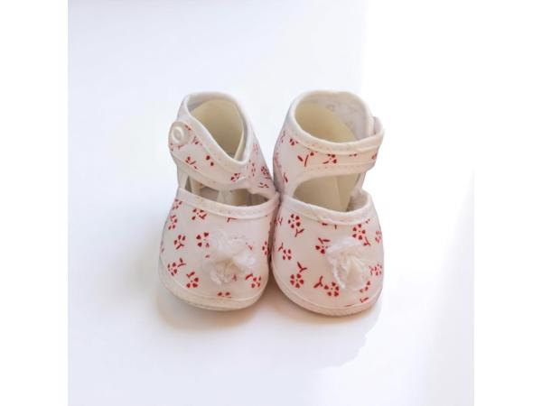 Junior Joy Babyschoenen Newborn Wit Met Rode Bloemetjes