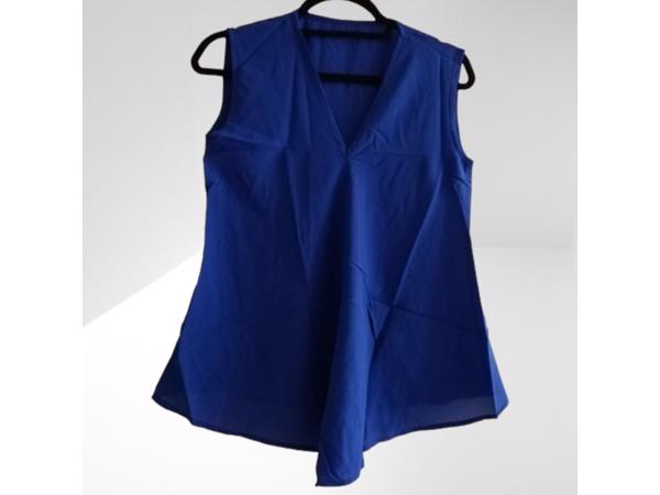 Luchtig mouwloos effen shirt cobalt blauw S