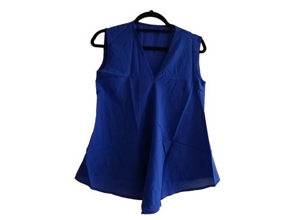 Luchtig mouwloos effen shirt cobalt blauw S