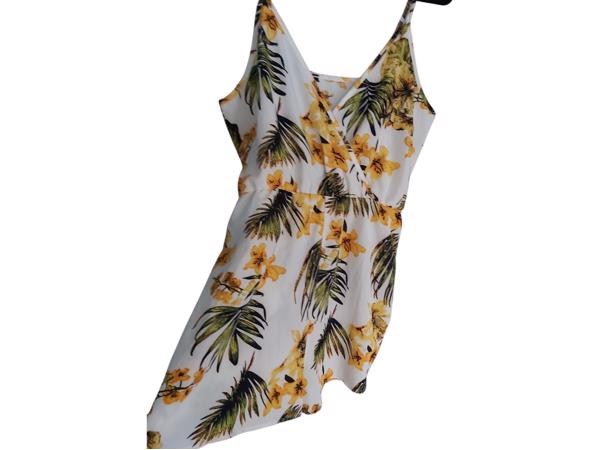 playsuit bloemen print geel groen XL