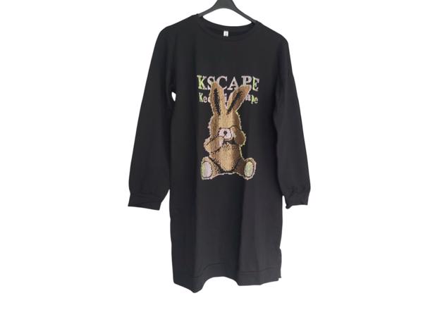 Sweat jurk strass steentjes zwart L/XL