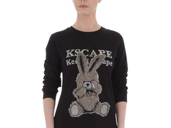 Sweat jurk strass steentjes zwart L/XL