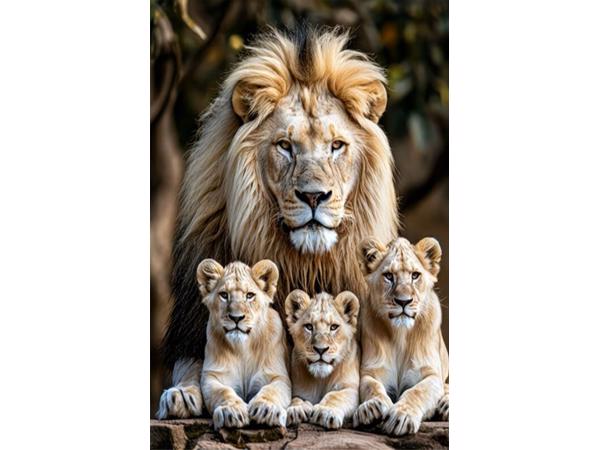 nr 73 Diamond Painting leeuw met jong 50x40cm (rond)