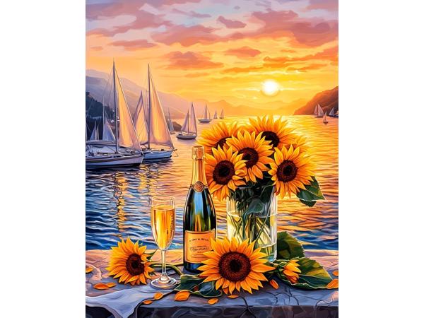 50x40cm Diamond Painting zonnebloemen (vierkant) nr 28