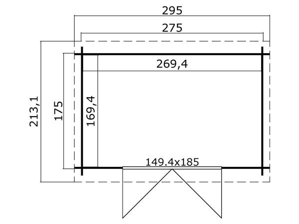 Blokhut Nadia 275x230 Onbehandeld vuren
