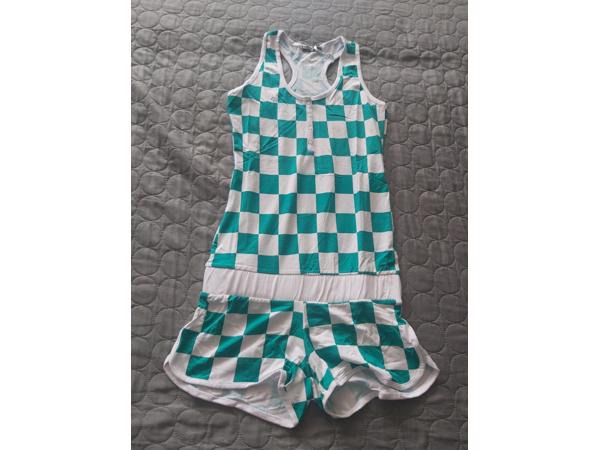 Metrofive playsuit groen wit geblokt S/M 36/38