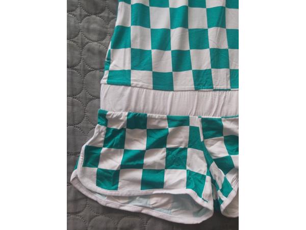 Metrofive playsuit groen wit geblokt S/M 36/38