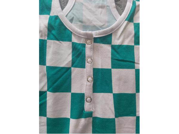 Metrofive playsuit groen wit geblokt S/M 36/38