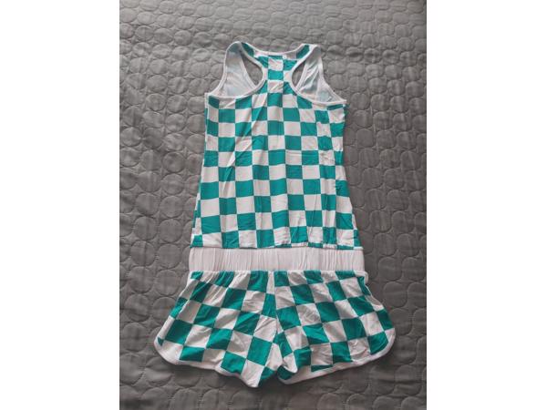 Metrofive playsuit groen wit geblokt S/M 36/38