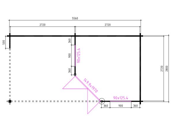 Blokhut 3055Z met overkapping