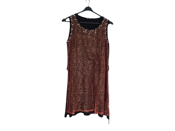 Glitter jurk rood zwart met parels S/M