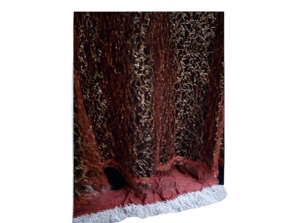 Glitter jurk rood zwart met parels S/M