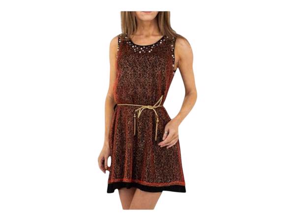 Glitter jurk rood zwart met parels S/M