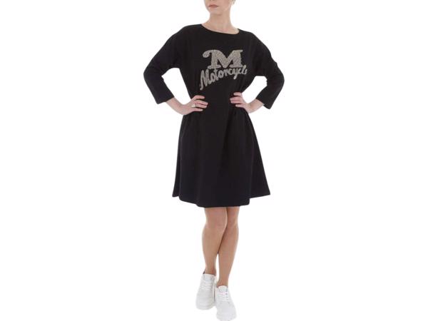 Sweat jurk motorcycle strass steentjes zwart XL/XXL