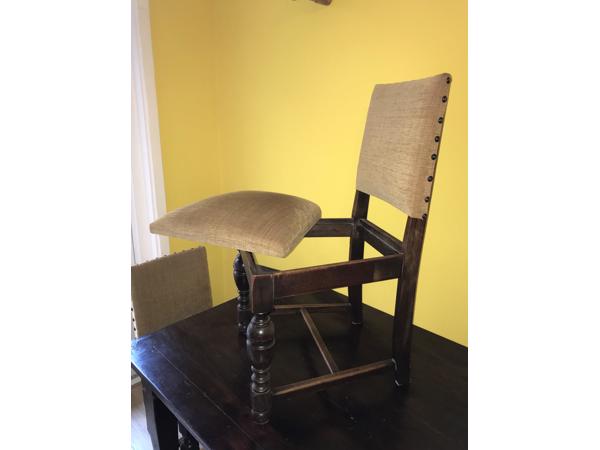 4 stuks brocante, houten eetkamerstoelen