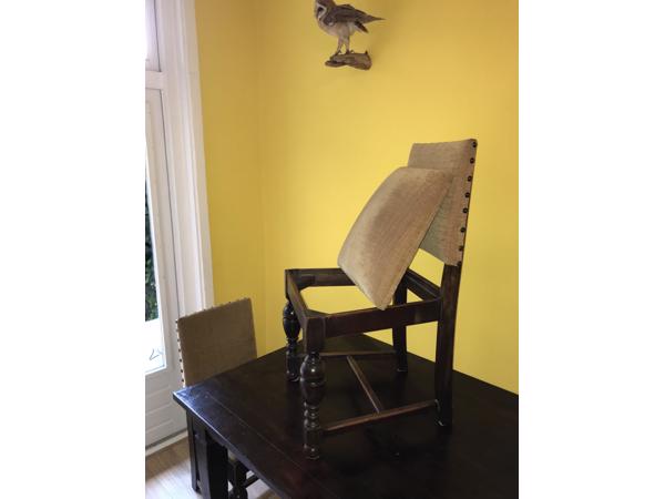 4 stuks brocante, houten eetkamerstoelen