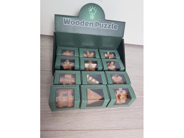 Set van 12 houten IQ puzzels echte hersenkrakers / breinbrek