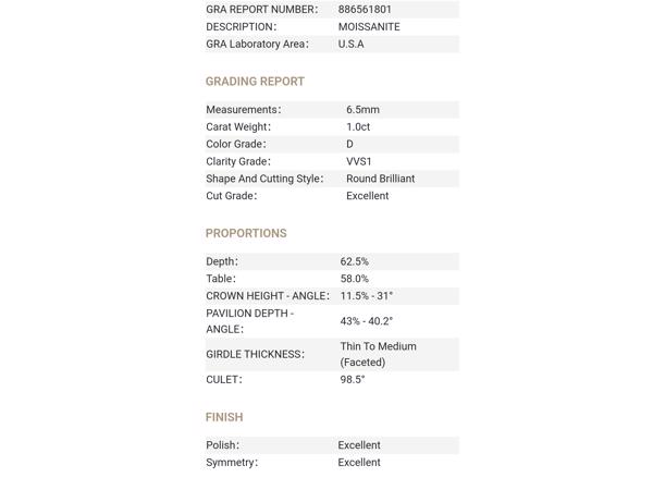Moissanite oorbel 1.0CT