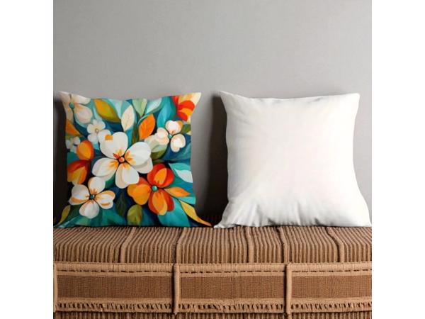 Set van 4 kussenhoezen gebloemd multicolor 40x40cm