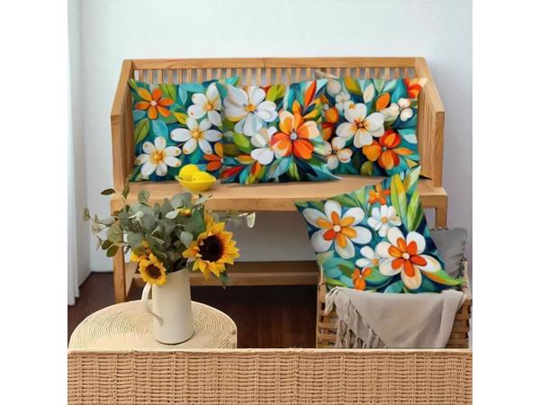 Set van 4 kussenhoezen gebloemd multicolor 40x40cm