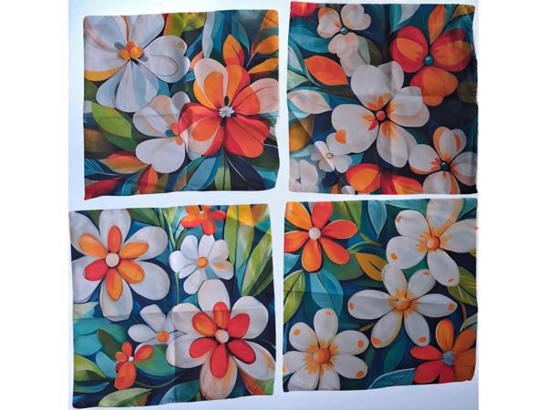 Set van 4 kussenhoezen gebloemd multicolor 40x40cm