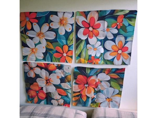 Set van 4 kussenhoezen gebloemd multicolor 40x40cm