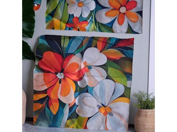 Set van 4 kussenhoezen gebloemd multicolor 40x40cm