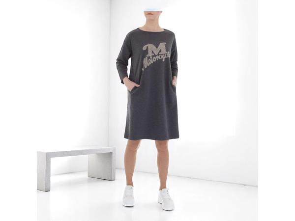 Sweat jurk motorcycle strass steentjes grijs XL/XXL