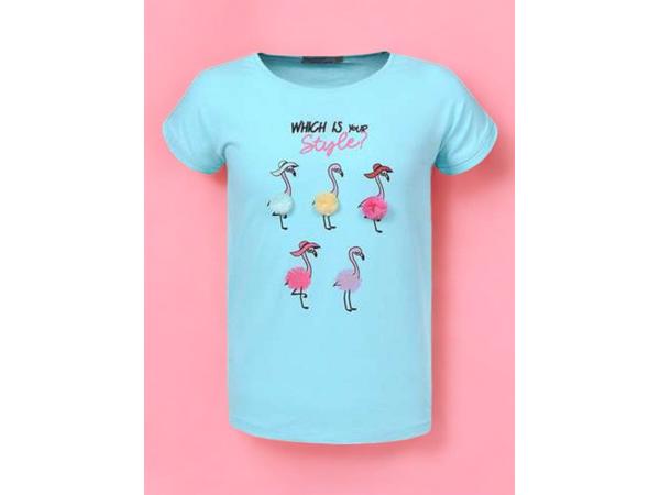 Glo-Story t-shirt flamingo's turquoise 98