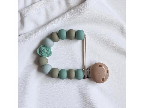 Speenkoord roosje mintgroen khaki