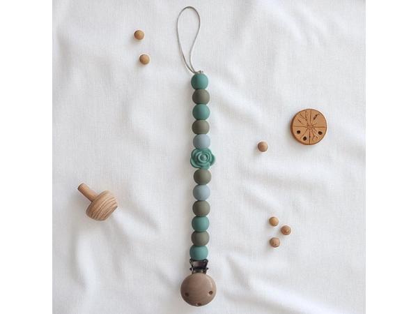 Speenkoord roosje mintgroen khaki