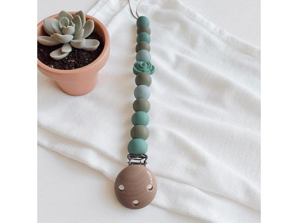 Speenkoord roosje mintgroen khaki