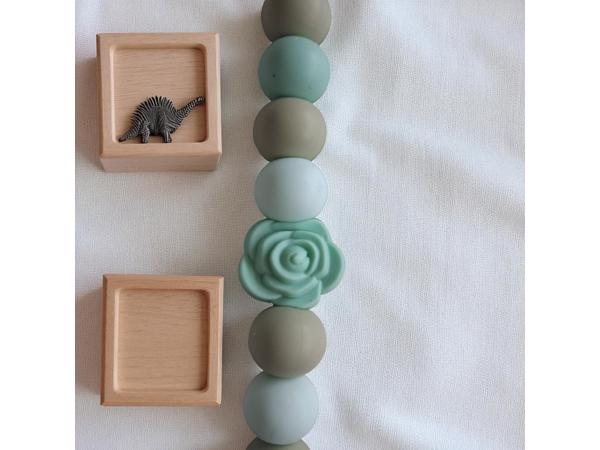 Speenkoord roosje mintgroen khaki