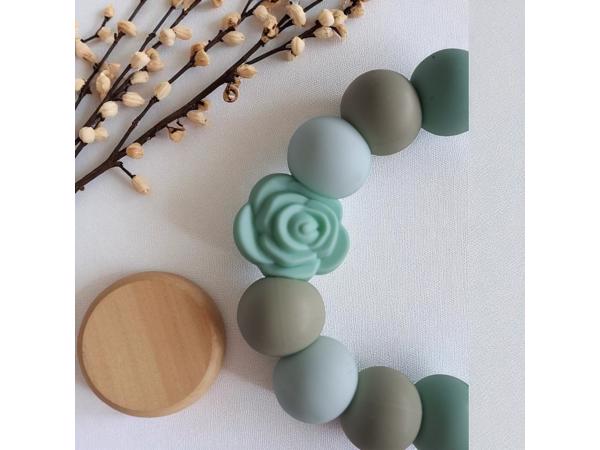 Speenkoord roosje mintgroen khaki