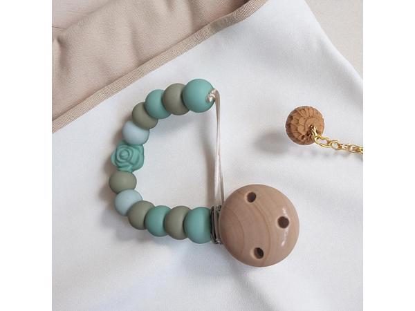 Speenkoord roosje mintgroen khaki