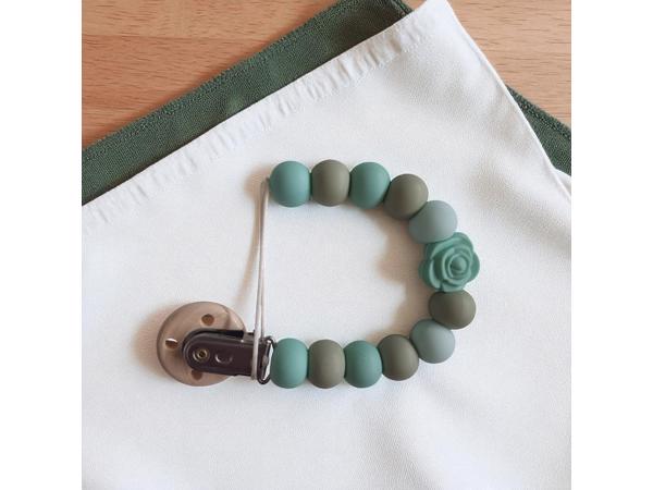 Speenkoord roosje mintgroen khaki