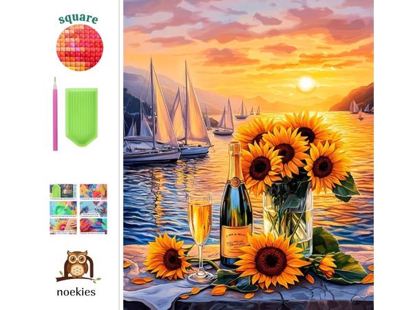 nr 28 Diamond Painting zonnebloemen 50x40cm (vierkant)