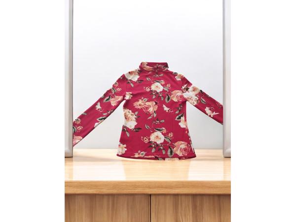 Stretchy top rood bloemenprint met hals koord M