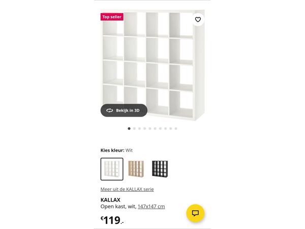 KALLAX Ikea vakjeskast 147x147cm/16 vakjes