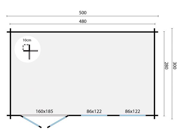 Blokhut - Tuinhuis Sadie | 40 mm | onbehandeld