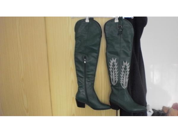 groen leren cowboy laarzen